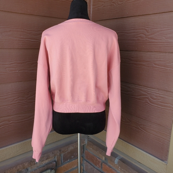 Wild Fable Coral Pink Cropped Drop Shoulder Fleece Pullover Sweatshirt NWOT - Picture 3 of 16